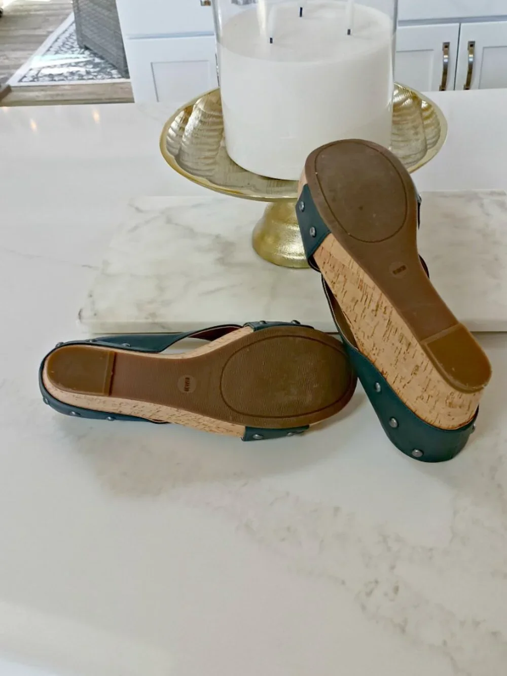LUCKY BRAND VEGAN MILLER CORK WEDGE SANDALS